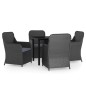 vidaXL Juego de comedor de jardín 5 piezas con cojines negro vidaXL Juego de comedor de jardín 5 piezas con cojines negro