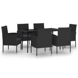vidaXL Juego de comedor para jardín 7 piezas negro