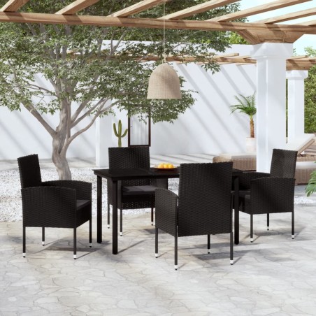 vidaXL Juego de comedor para jardín 5 piezas negro