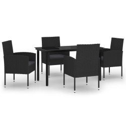 vidaXL Juego de comedor para jardín 5 piezas negro