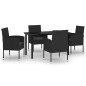 vidaXL Juego de comedor para jardín 5 piezas negro