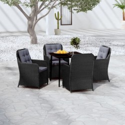 vidaXL Juego de comedor para jardín 5 piezas negro
