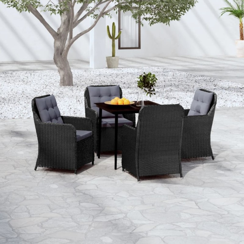 vidaXL Juego de comedor para jardín 5 piezas negro vidaXL Juego de comedor para jardín 5 piezas negro