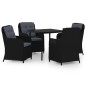vidaXL Juego de comedor para jardín 5 piezas negro vidaXL Juego de comedor para jardín 5 piezas negro