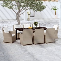 vidaXL Juego de comedor de jardín 9 piezas marrón