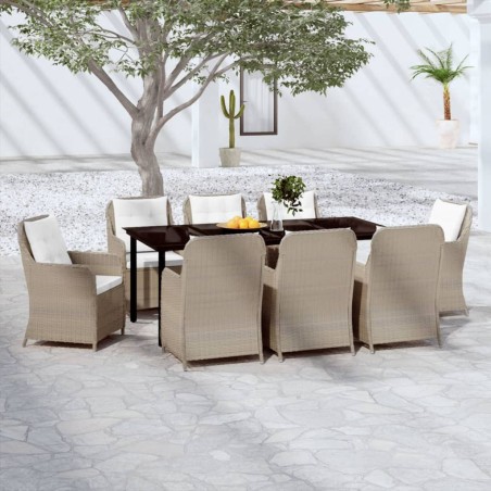 vidaXL Juego de comedor de jardín 9 piezas marrón