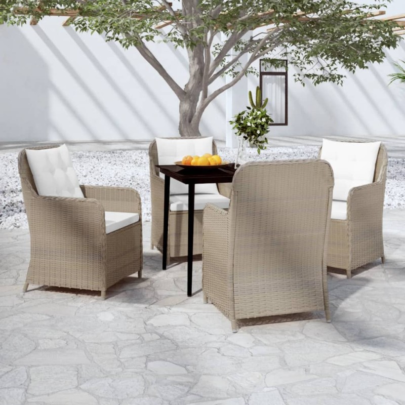 vidaXL Juego de comedor de jardín 5 piezas con cojines marrón vidaXL Juego de comedor de jardín 5 piezas con cojines marrón