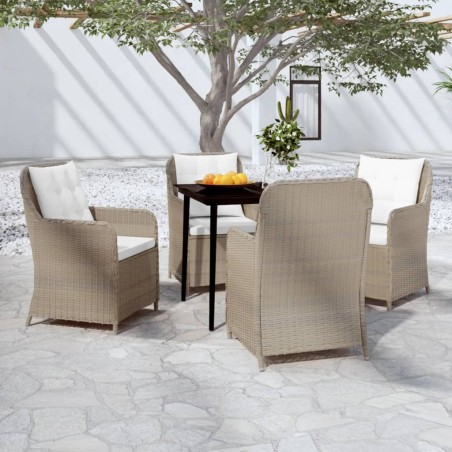 vidaXL Juego de comedor de jardín 5 piezas con cojines marrón