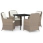 vidaXL Juego de comedor de jardín 5 piezas con cojines marrón vidaXL Juego de comedor de jardín 5 piezas con cojines marrón