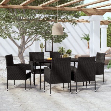 vidaXL Juego de comedor para jardín 7 piezas negro