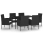 vidaXL Juego de comedor para jardín 7 piezas negro