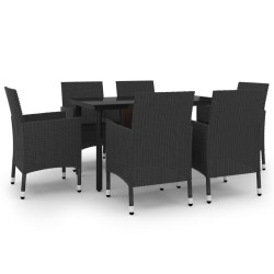 vidaXL Set comedor de jardín 7 pzas y cojines ratán sintético y vidrio
