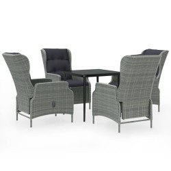 vidaXL Juego de comedor para jardín 5 piezas ratán sintético gris