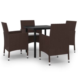 vidaXL Set comedor de jardín 5 pzas y cojines ratán sintético y vidrio