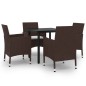 vidaXL Set comedor de jardín 5 pzas y cojines ratán sintético y vidrio vidaXL Set comedor de jardín 5 pzas y cojines ratán sintético y vidrio