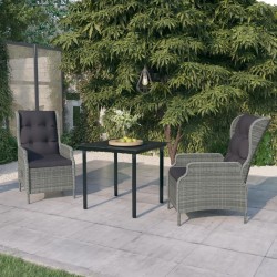 vidaXL Juego de comedor de jardín 3 piezas gris claro