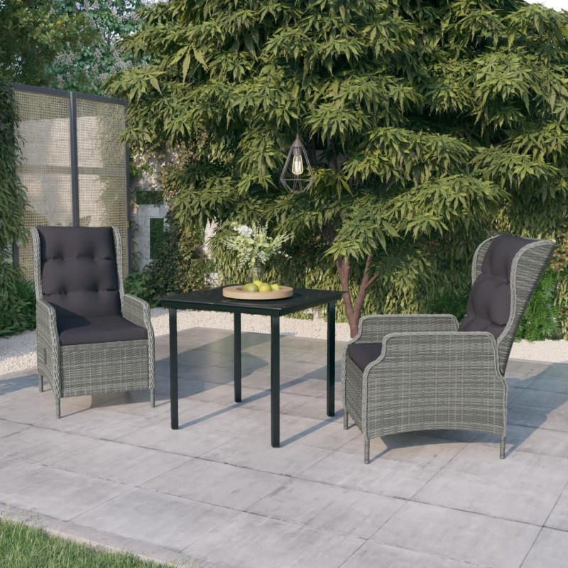vidaXL Juego de comedor de jardín 3 piezas gris claro vidaXL Juego de comedor de jardín 3 piezas gris claro