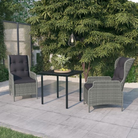 vidaXL Juego de comedor de jardín 3 piezas gris claro