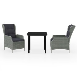 vidaXL Juego de comedor de jardín 3 piezas gris claro