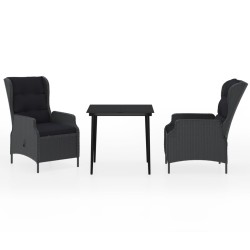 vidaXL Juego de comedor de jardín 3 piezas gris oscuro