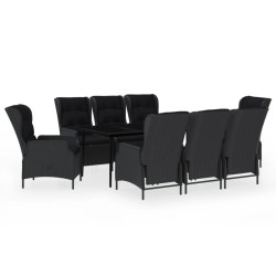 vidaXL Juego de comedor de jardín 9 piezas gris oscuro