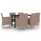 vidaXL Set comedor de jardín 7 pzas y cojines ratán sintético y vidrio vidaXL Set comedor de jardín 7 pzas y cojines ratán sintético y vidrio