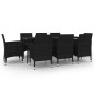 vidaXL Set comedor de jardín 9 pzas y cojines ratán sintético y vidrio vidaXL Set comedor de jardín 9 pzas y cojines ratán sintético y vidrio