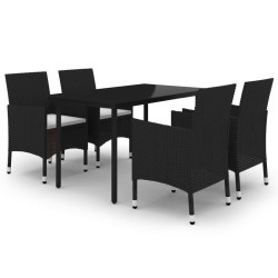 vidaXL Set comedor de jardín 5 pzas y cojines ratán sintético y vidrio