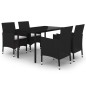 vidaXL Set comedor de jardín 5 pzas y cojines ratán sintético y vidrio vidaXL Set comedor de jardín 5 pzas y cojines ratán sintético y vidrio
