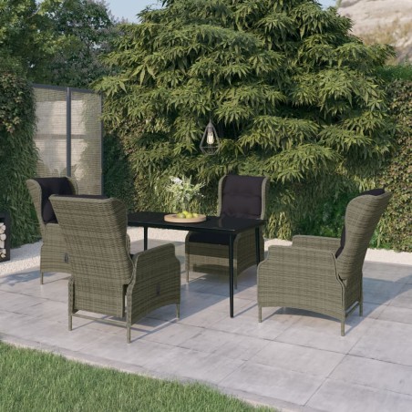 vidaXL Juego de comedor de jardín 5 piezas con cojines marrón