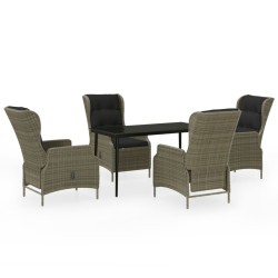 vidaXL Juego de comedor de jardín 5 piezas con cojines marrón