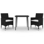 vidaXL Set comedor de jardín 3 pzas y cojines ratán sintético y vidrio vidaXL Set comedor de jardín 3 pzas y cojines ratán sintético y vidrio