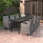 vidaXL Set comedor de jardín 7 pzas y cojines ratán sintético y vidrio
