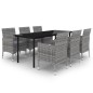 vidaXL Set comedor de jardín 7 pzas y cojines ratán sintético y vidrio