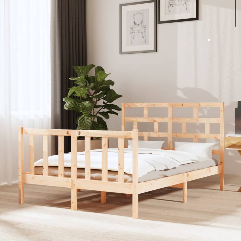 vidaXL Estructura de cama de madera maciza de pino 140x190 cm vidaXL Estructura de cama de madera maciza de pino 140x190 cm
