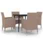 vidaXL Set comedor de jardín 5 pzas y cojines ratán sintético y vidrio vidaXL Set comedor de jardín 5 pzas y cojines ratán sintético y vidrio