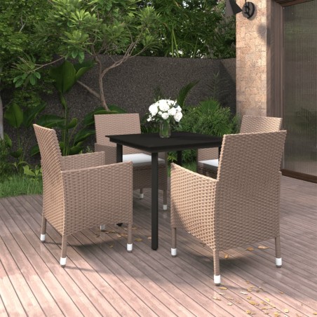 vidaXL Set comedor de jardín 5 pzas y cojines ratán sintético negro