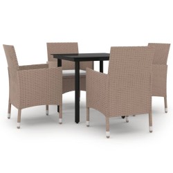 vidaXL Set comedor de jardín 5 pzas y cojines ratán sintético negro