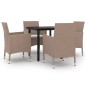 vidaXL Set comedor de jardín 5 pzas y cojines ratán sintético negro vidaXL Set comedor de jardín 5 pzas y cojines ratán sintético negro