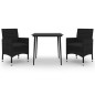 vidaXL Set comedor de jardín 3 pzas y cojines ratán sintético y vidrio vidaXL Set comedor de jardín 3 pzas y cojines ratán sintético y vidrio