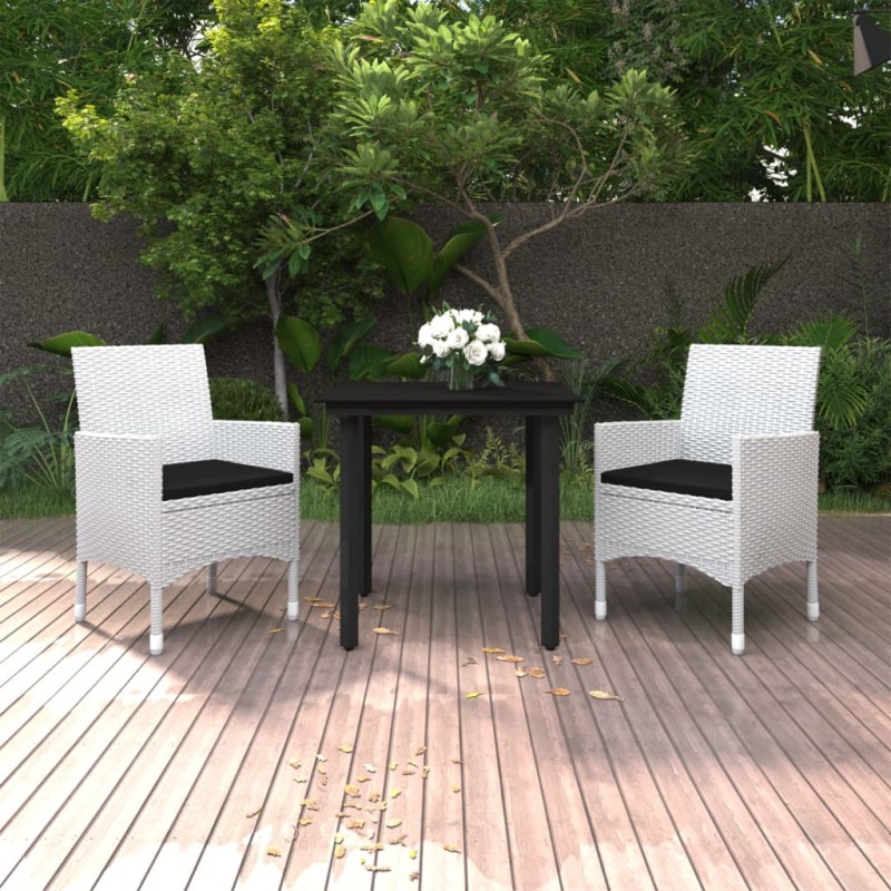 vidaXL Set comedor de jardín 3 pzas y cojines ratán sintético y vidrio vidaXL Set comedor de jardín 3 pzas y cojines ratán sintético y vidrio
