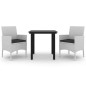 vidaXL Set comedor de jardín 3 pzas y cojines ratán sintético y vidrio vidaXL Set comedor de jardín 3 pzas y cojines ratán sintético y vidrio