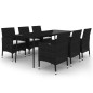 vidaXL Set comedor de jardín 7 pzas y cojines ratán sintético y vidrio vidaXL Set comedor de jardín 7 pzas y cojines ratán sintético y vidrio