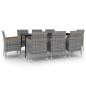 vidaXL Set comedor de jardín 9 pzas y cojines ratán sintético y vidrio vidaXL Set comedor de jardín 9 pzas y cojines ratán sintético y vidrio