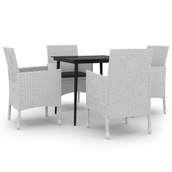 vidaXL Set comedor de jardín 5 pzas y cojines ratán sintético y vidrio