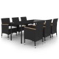 vidaXL Set comedor de jardín 7 pzas y cojines ratán sintético y vidrio vidaXL Set comedor de jardín 7 pzas y cojines ratán sintético y vidrio