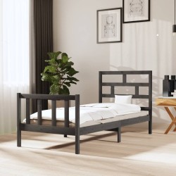 vidaXL Estructura de cama madera maciza de pino gris 100x200 cm