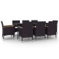 vidaXL Set comedor de jardín 9 pzas y cojines ratán sintético y vidrio vidaXL Set comedor de jardín 9 pzas y cojines ratán sintético y vidrio