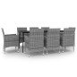 vidaXL Set comedor de jardín 9 pzas y cojines ratán sintético y vidrio vidaXL Set comedor de jardín 9 pzas y cojines ratán sintético y vidrio