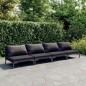 vidaXL Sofás de jardín 4 piezas y cojines ratán sintético gris oscuro vidaXL Sofás de jardín 4 piezas y cojines ratán sintético gris oscuro